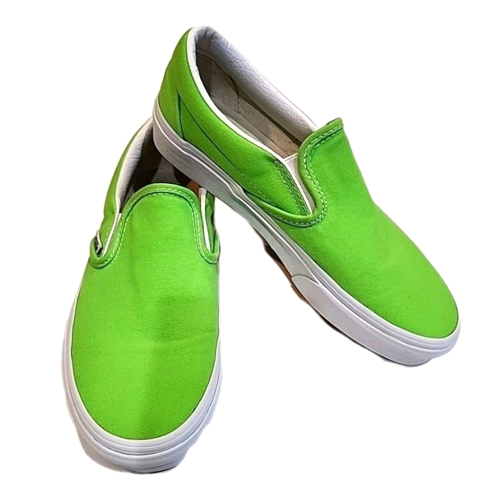 Vans Classic Slip On Canvas Sneakers Shoes Gecko Neon GreenSize 5 Men, 6.5 Women
